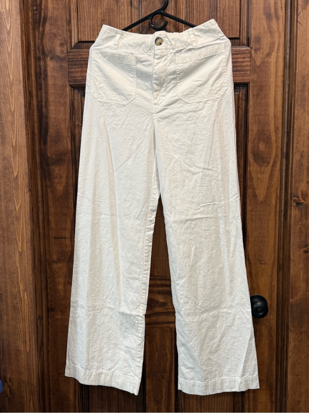 Anthropologie Maeve The Colette Linen Wide Leg Pants White 29T 29 Tall